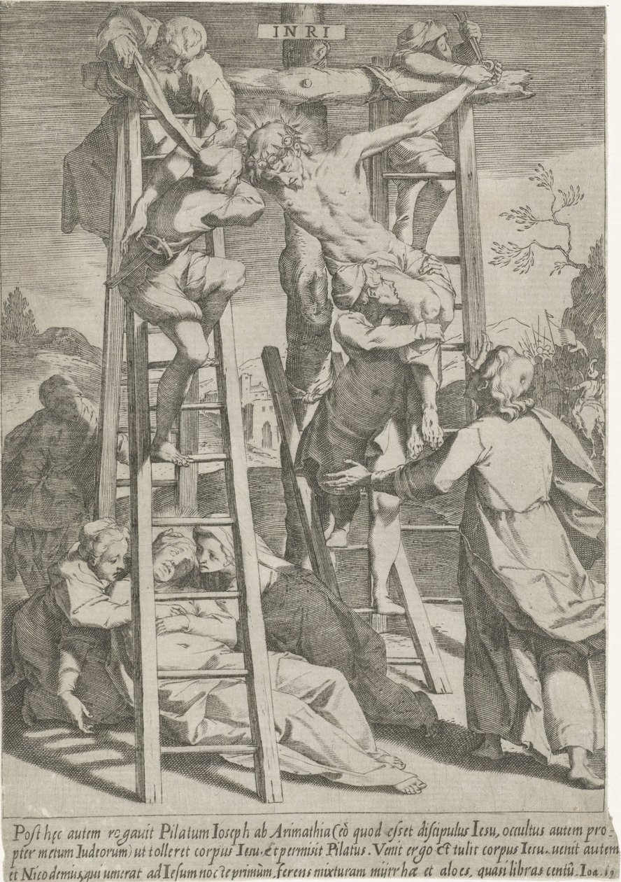 Kruisafneming Passie van Christus (sorozat címe) Passió és feltámadás (sorozat címe) alkotó: Pieter de Jode (I)