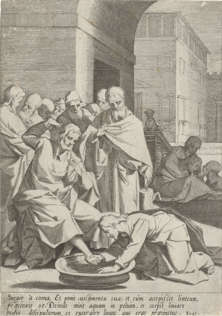 Voetwassing Passie van Christus (sorozat címe) Passió és feltámadás (sorozat címe) alkotó: Pieter de Jode (I)