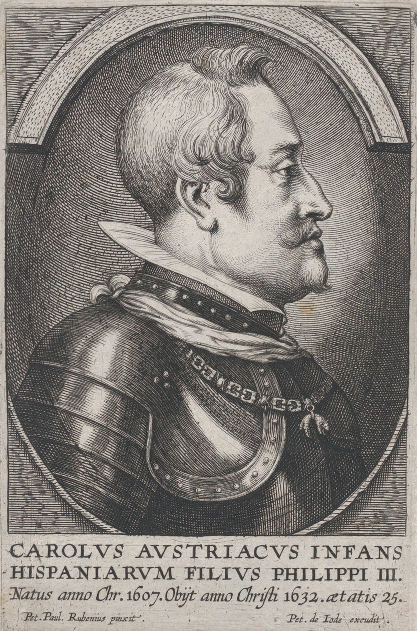 Ausztriai Károly, Spanyolország Infante portréja, profilban jobbra, kb. 1650. alkotó: Pieter de Jode II