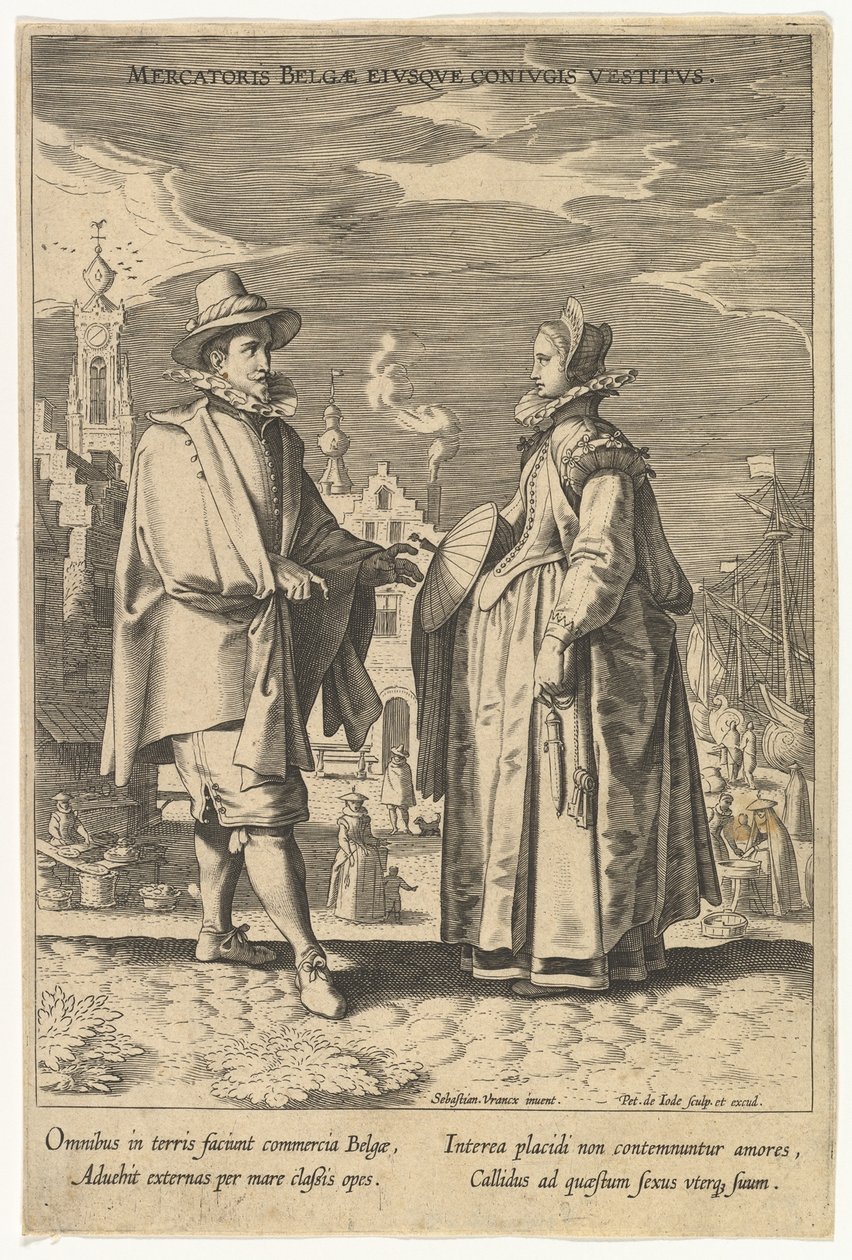 Belga kereskedő és házastársa ruhája, a Fashions of Different Nations.n.d. alkotó: Pieter de Jode I