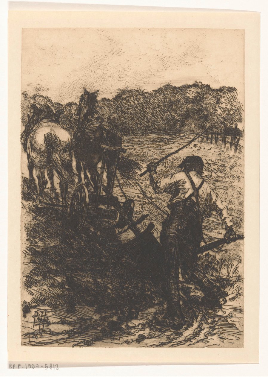 Gazda két szántó lóval alkotó: Pieter de Josselin