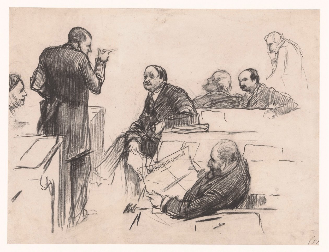 képviselők, H.C. Verniers van der Loeff, A.J.W. Farncombe Sanders, G. M. van der Linden, J. Willink és Jhr. Mr. Ruys van Beerenbroek alkotó: Pieter de Josselin