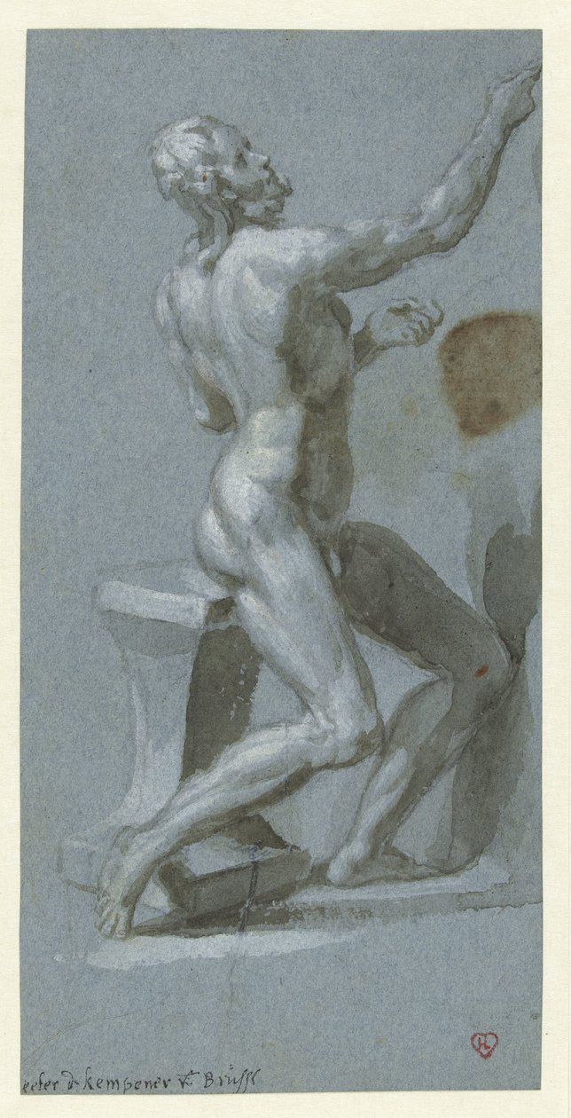 Meztelenül ülő férfi, jobbra nézve alkotó: Pieter de Kempener