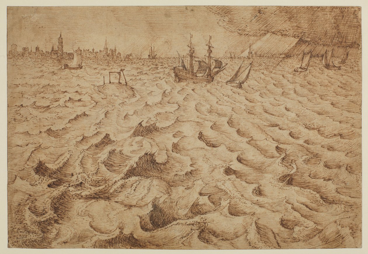 Vihar a Schelde folyón, kilátással Antwerpenre, 1562-1563 alkotó: Pieter Bruegel the Elder
