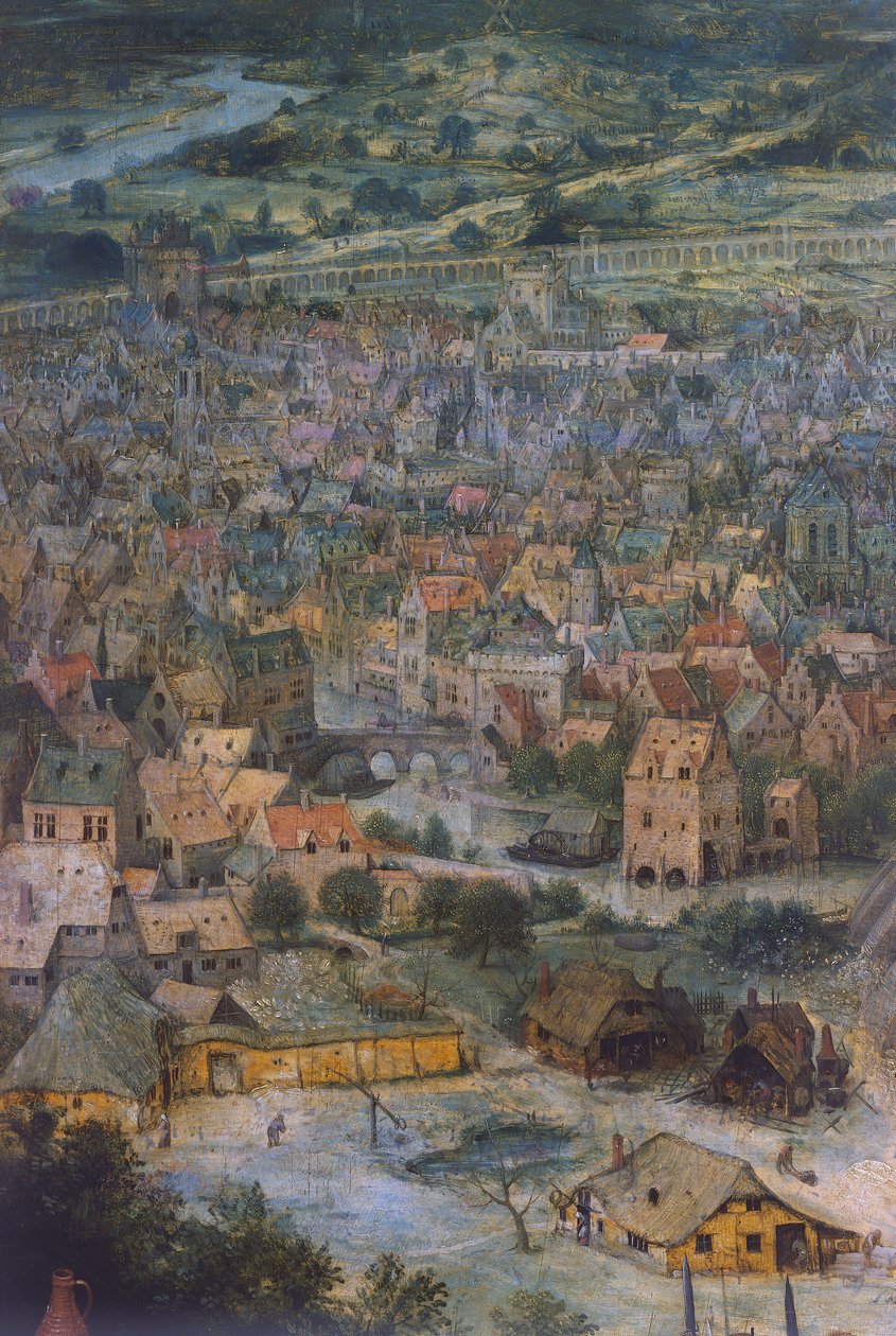 Város, részlet a Bábel tornyából alkotó: Pieter Bruegel the Elder