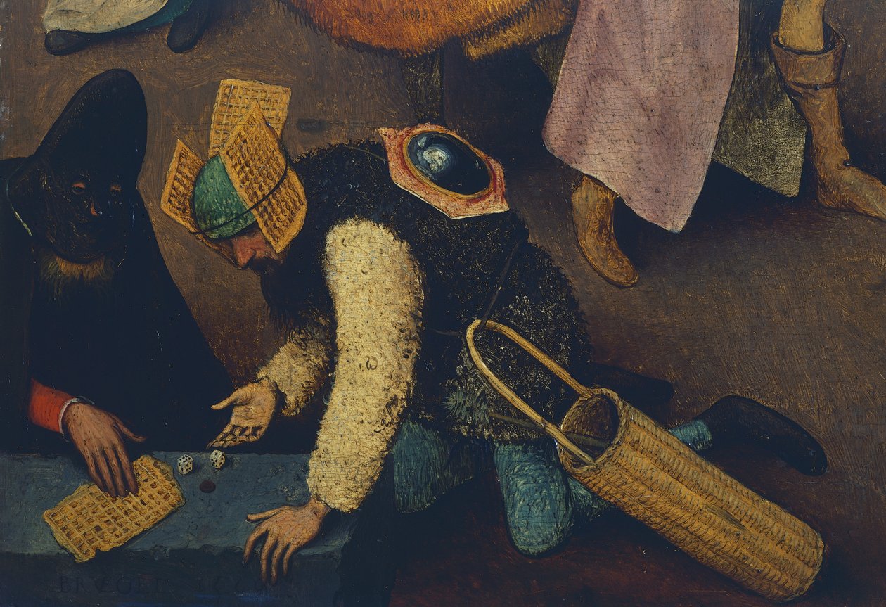 Kockajátékosok, részlet a Farsang és a nagyböjt közötti harcból alkotó: Pieter Bruegel the Elder