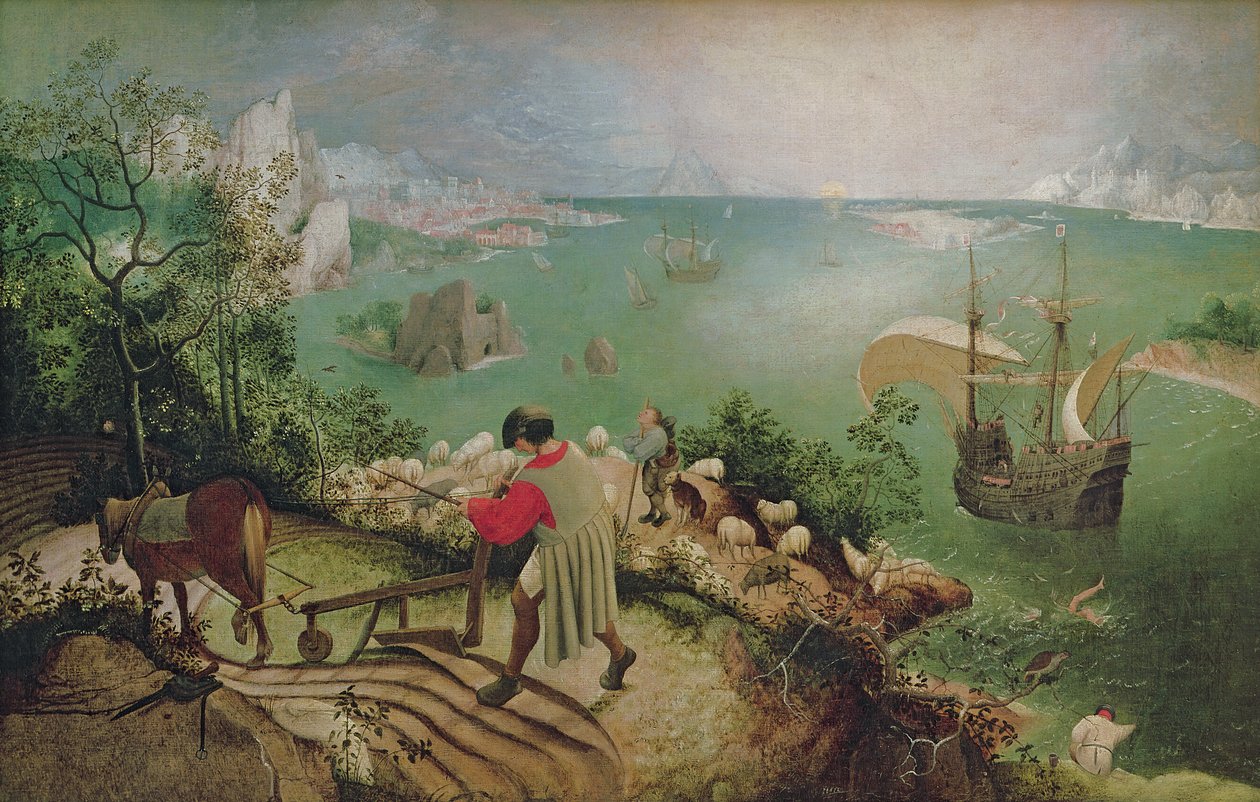 Tájkép Ikarusz bukásával, 1558 körül (olaj, vászon) alkotó: Pieter Bruegel the Elder