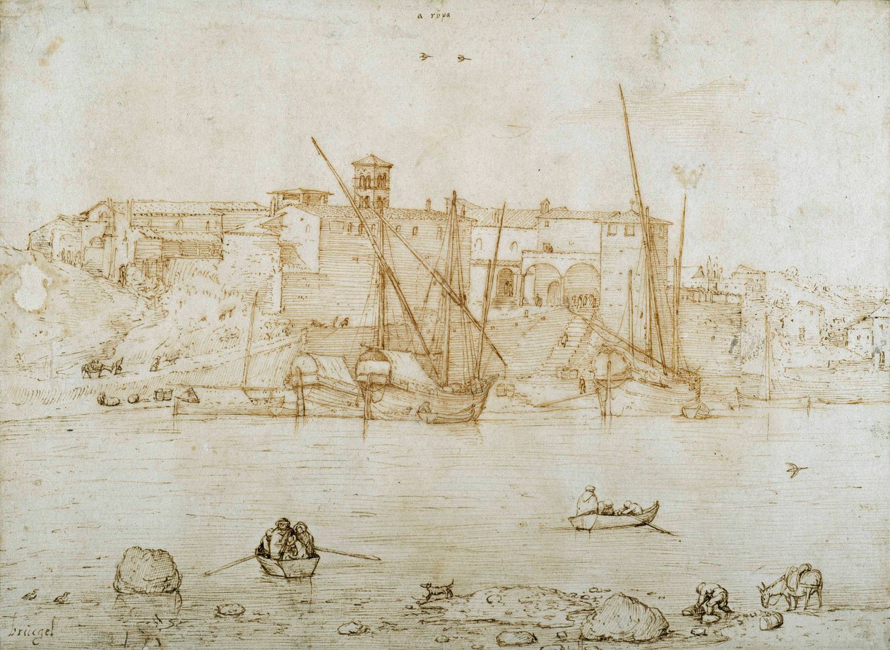 A Ripa Grande látképe, Róma, 1552 körül (toll és tus, papír) alkotó: Pieter Bruegel the Elder