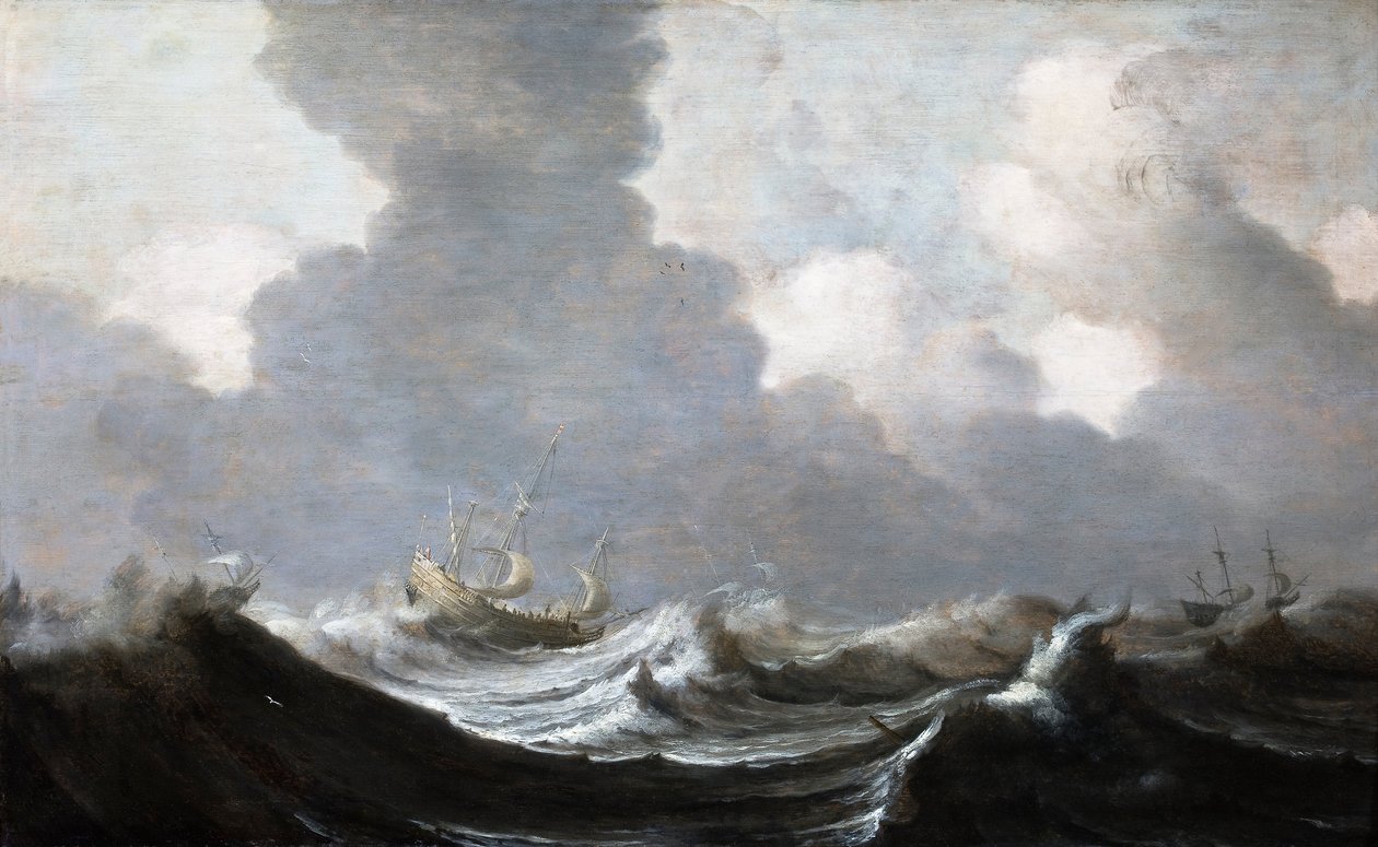Négy hajó száguld a szélhámos előtt, 1630 alkotó: Pieter the Elder Mulier