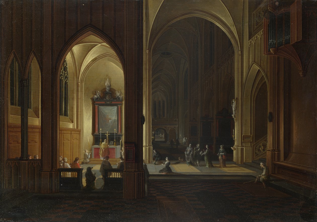 Esti istentisztelet a templomban, 1649 alkotó: Pieter the Elder Neeffs