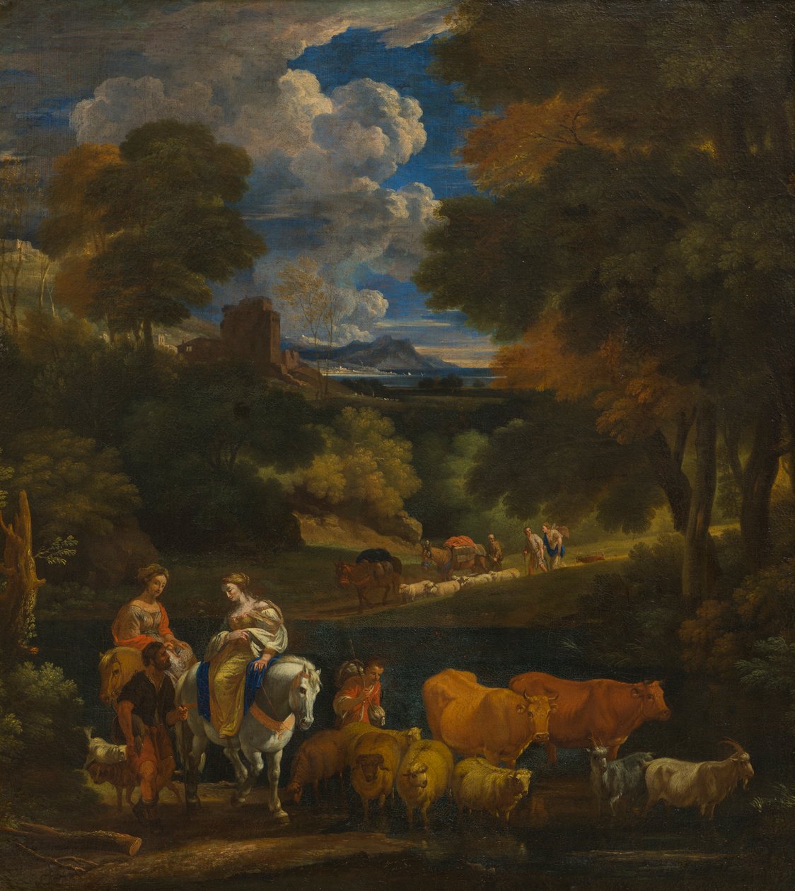 Pásztori táj utazókkal, 1657-1701 körül (olaj, vászon) alkotó: Pieter the Younger Mulier