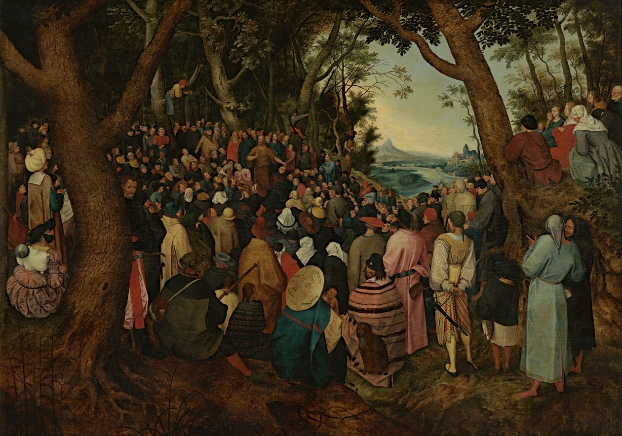 Szent János prédikál a tömegnek (olaj, panel) alkotó: Pieter the Younger (after) Brueghel