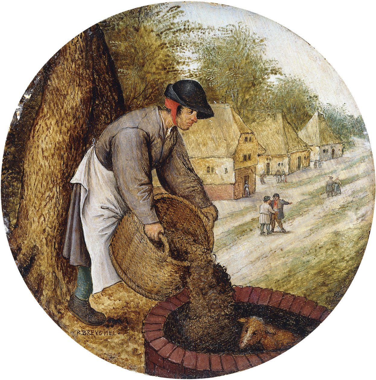Egy közmondás: megtölteni a kutat, miután a borjú megfulladt, alkotó: Pieter Brueghel the Younger