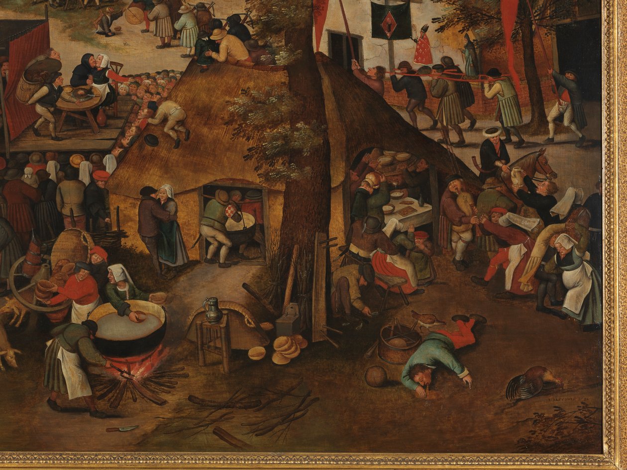 Falufesztivál, színházi előadással és körmenettel Szent Hubert és Szent Antal tiszteletére alkotó: Pieter Brueghel the Younger
