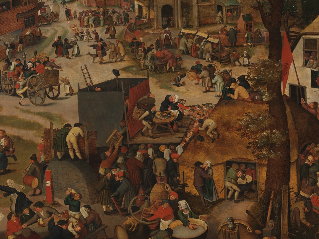 Falufesztivál, színházi előadással és körmenettel Szent Hubert és Szent Antal tiszteletére alkotó: Pieter Brueghel the Younger