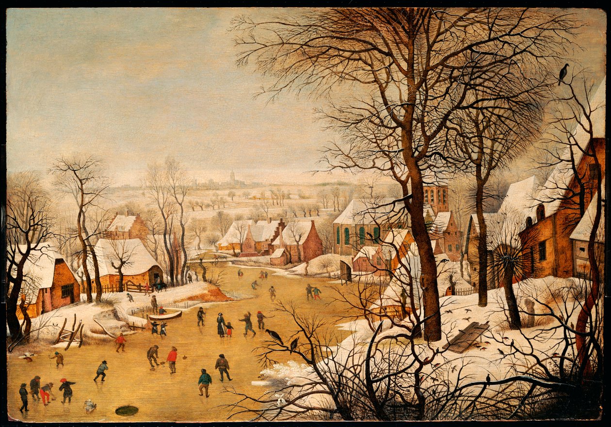 Téli táj korcsolyázókkal és madárcsapdával alkotó: Pieter Brueghel the Younger