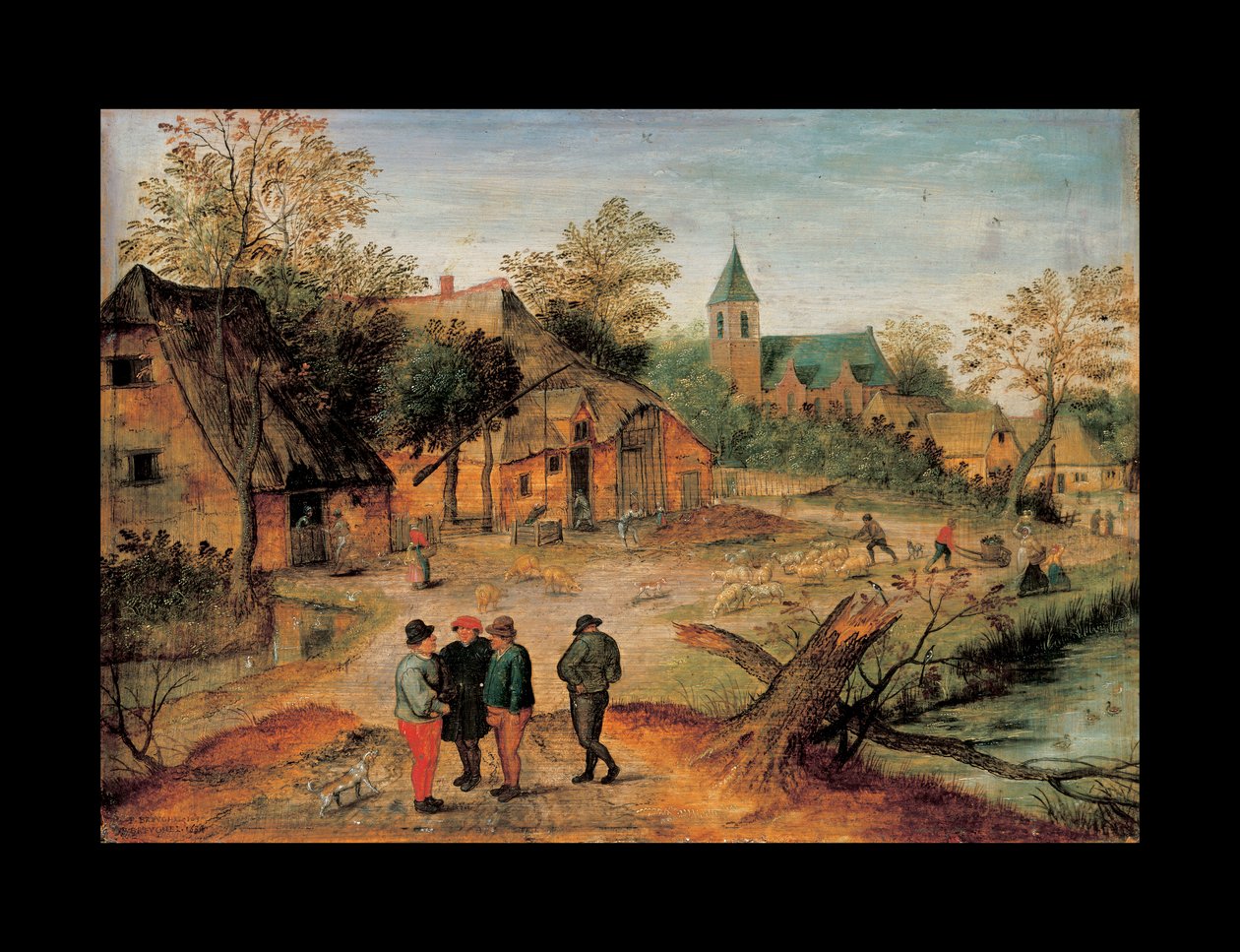 Falusi táj, előtérben beszélgető gazdákkal, 1634 alkotó: Pieter Brueghel the Younger