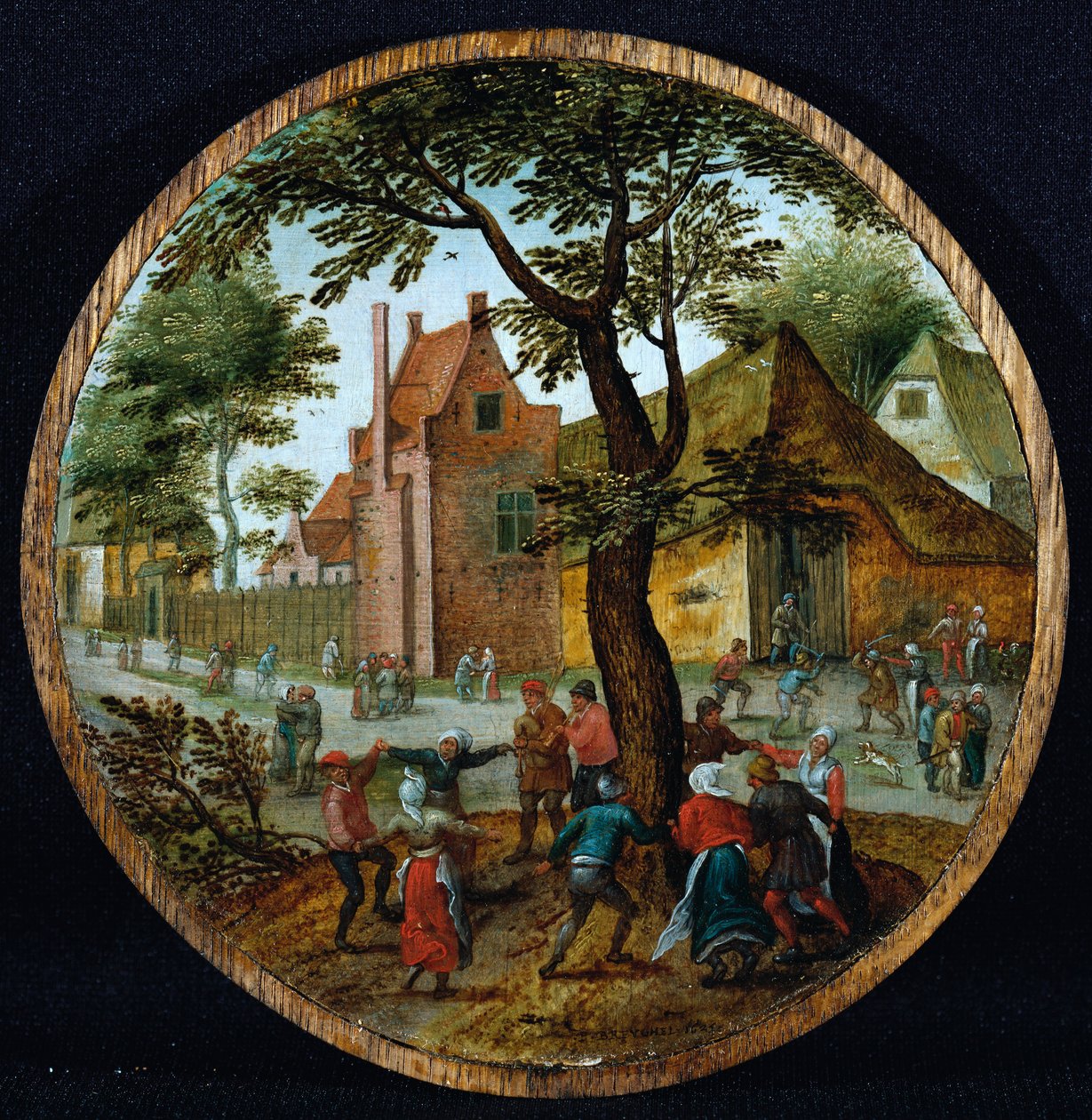 Parasztok táncolnak egy fa körül a falu utcájában, 1625 alkotó: Pieter Brueghel the Younger