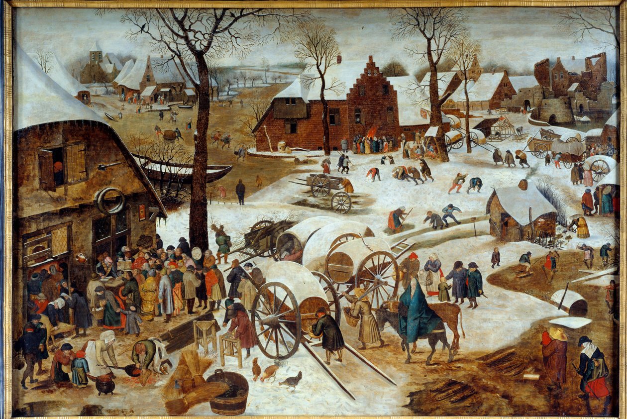 A fillér kifizetése vagy denombrement egy Betlehemi festmény Pieter the Jeune dit Brueghel d