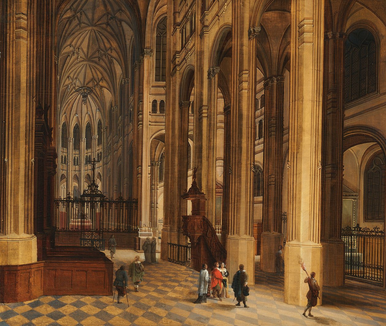 Templombelső (Kilátás a párizsi Szent Eustache kórusba) (olaj, fa) alkotó: Pieter the Younger Neeffs