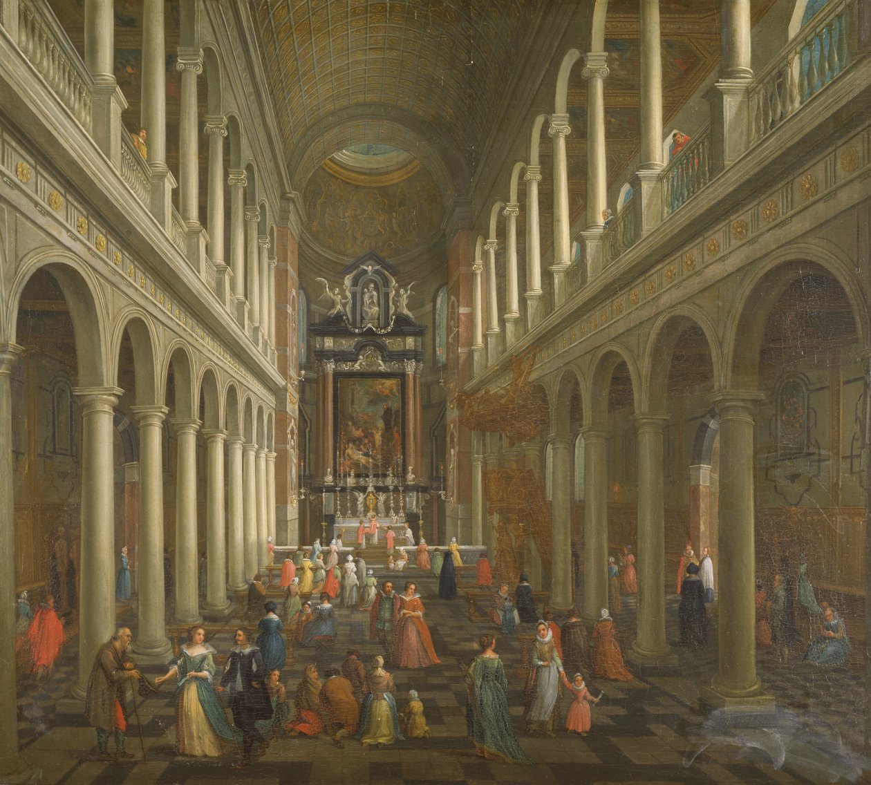 A jezsuita templom belseje, Antwerpen (olaj, vászon) alkotó: Pieter the Younger Neefs