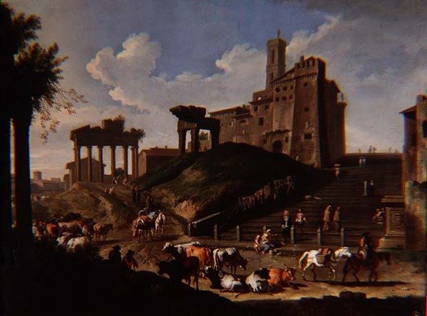 A Campo Vacchino Capriccio látképe alkotó: Pieter van Bloemen