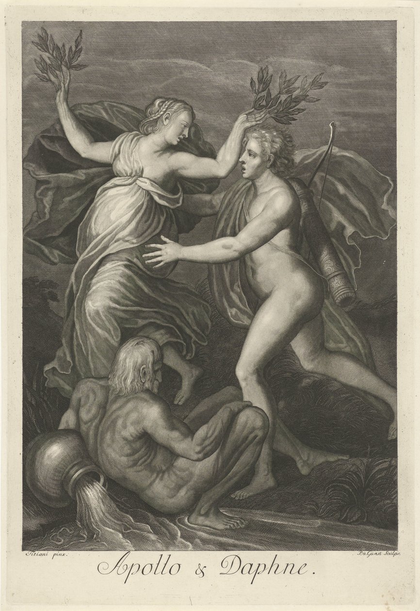 Apollo és Daphne (cím a tárgyon) Mitológiai szerelmi történetek (sorozat címe) alkotó: Pieter van Gunst