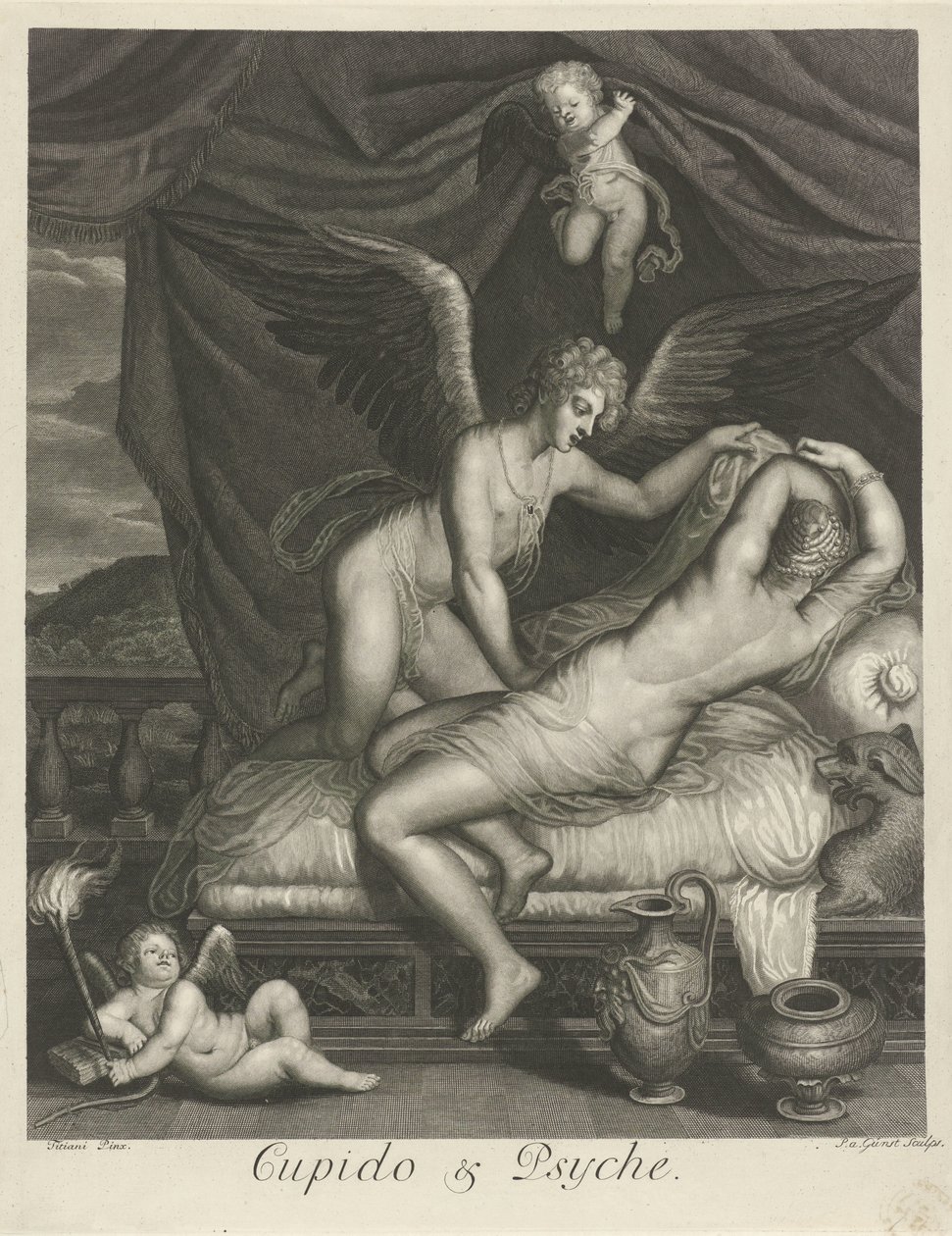 Ámor és psziché (cím a tárgyon) Mitológiai szerelmi történetek (sorozat címe) alkotó: Pieter van Gunst