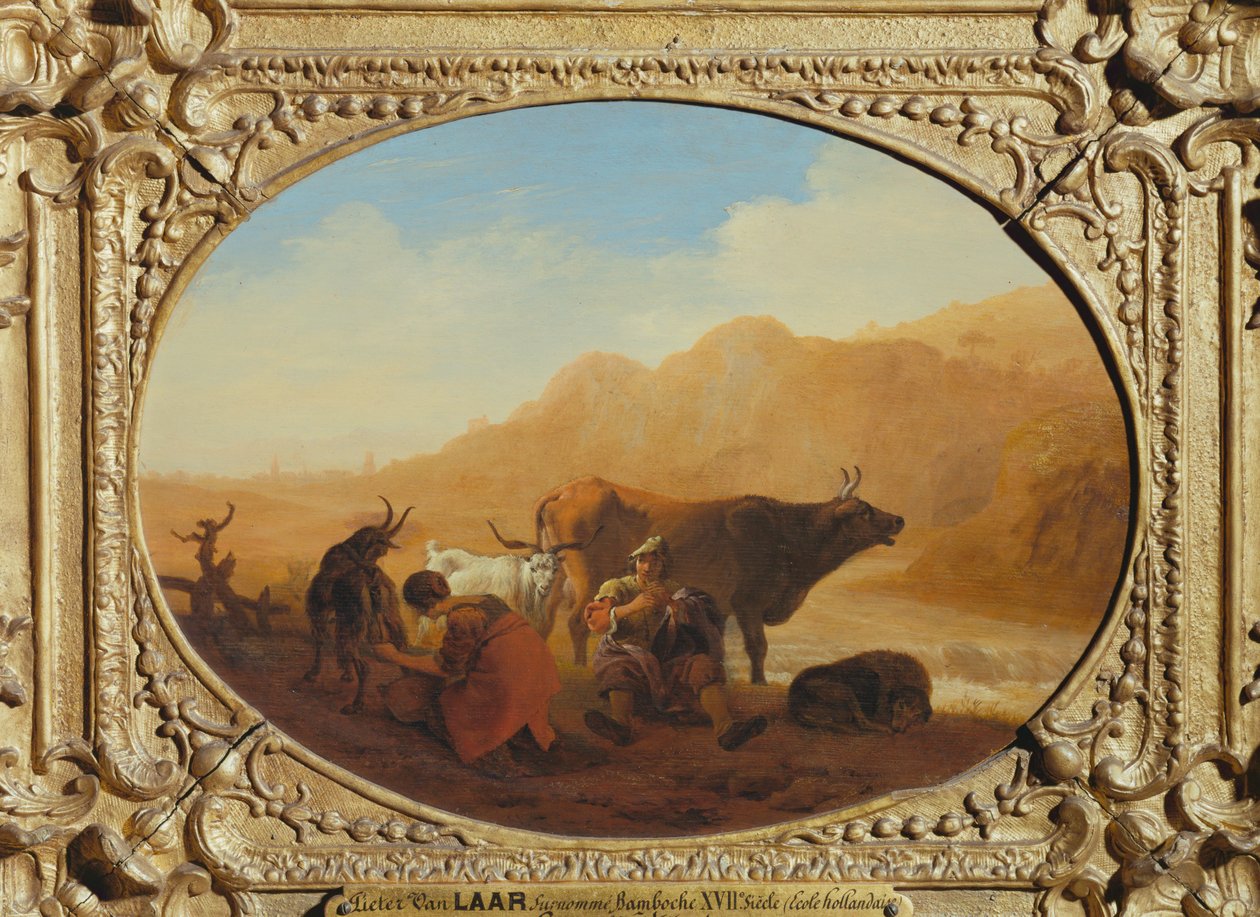 Les Patres - A tehenek fejése ... alkotó: Pieter van Laer