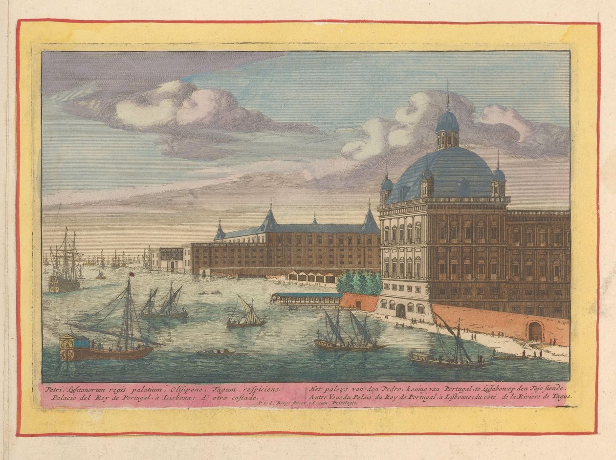 Kilátás a lisszaboni királyi palotára Don Pedro portugál király palotái Lisszabonban, a Tajo sieden (cím a tárgyon) Theatrum Hispaniae (...) (sorozat címe) alkotó: Pieter van den Berge