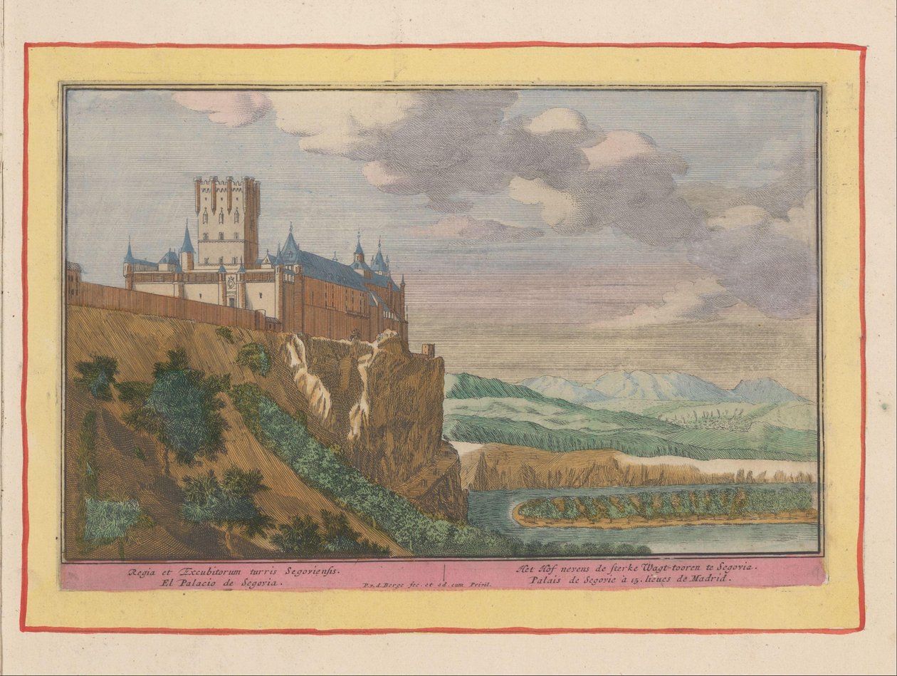 Kasteel van Segovia Het Hof nevens de sterke Wagt-tooren te Segovia / Regia et Excubitorum turris Segovia (cím a tárgyon) Spanyol Színház (...) (sorozat címe) alkotó: Pieter van den Berge