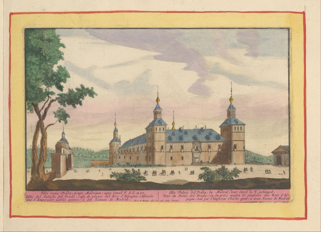 El Pardo királyi palota Madrid közelében A Palace del Prada, Madrid mellett, Carel de V. építette (cím az objektumon) Theatrum Hispaniae (...) (sorozat címe) alkotó: Pieter van den Berge