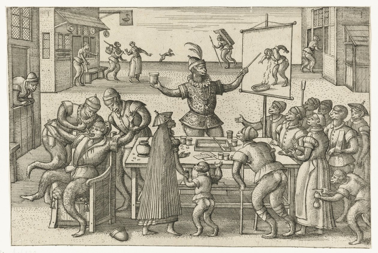 Kuruzsló Majomjáték (sorozat címe) alkotó: Pieter van der Borcht (I)