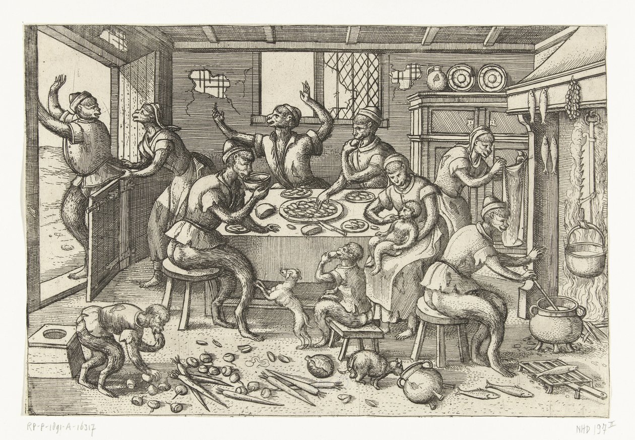 sovány konyha Majomjáték (sorozat címe) alkotó: Pieter van der Borcht (I)