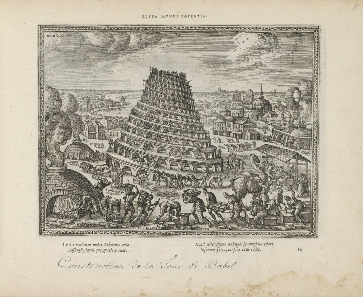 Toren van Babel Elusa mundi potenia (cím a tárgyon) A szent jelképek és mindkét testamentum főbb története (Oude Testament) (sorozat címe) Könyvek képei és figurái (sorozat címe) alkotó: Pieter van der Borcht (I)