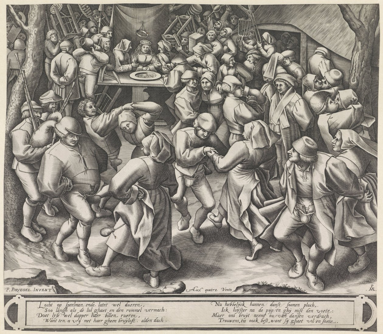 Táncolj egy parasztlakodalomban alkotó: Pieter van der Heyden