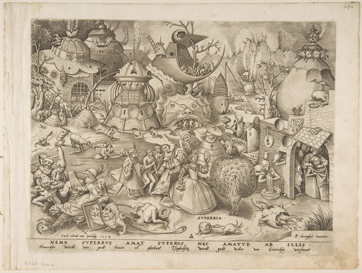 Pride Superbia A hét halálos bűnből, 1558. alkotó: Pieter van der Heyden