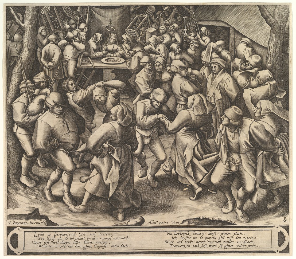 A paraszti lakodalmas tánc, 1570 után. alkotó: Pieter van der Heyden