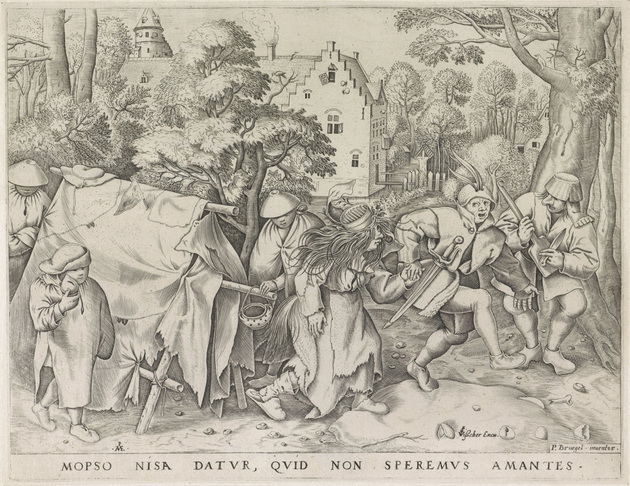 Vuile bruid of de burlift van Mopsus en Nisa (cím a tárgyon) alkotó: Pieter van der Heyden