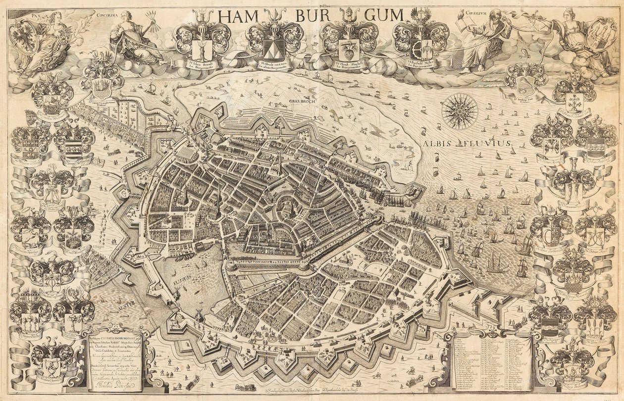 Hamburg térképe, 1644. alkotó: Pietersen