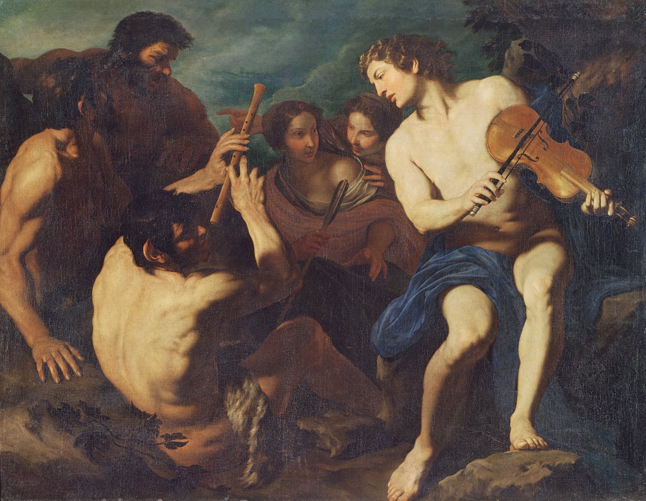 Zenés párbaj Apollo és Marsyas között alkotó: Pietro Novelli