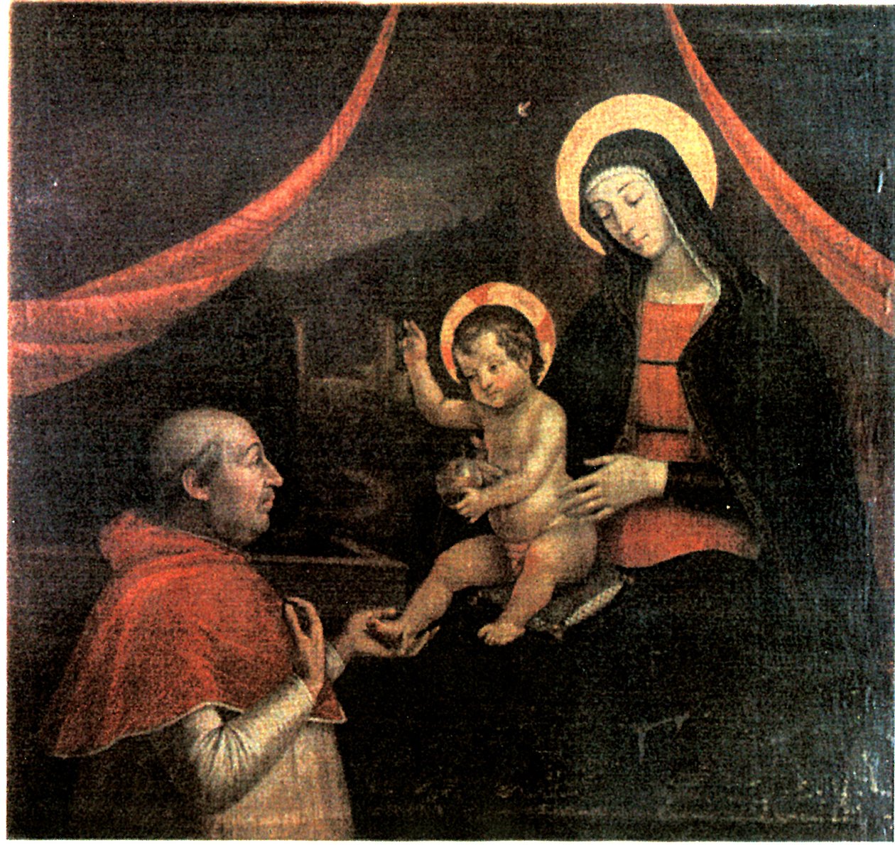 VI. Sándor térdelt a Madonna előtt alkotó: Pietro Facettio