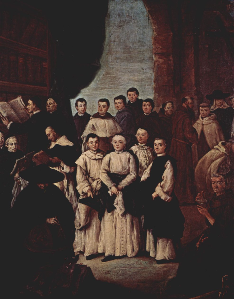 Csoportkép velencei szerzetesekről, kanonokokról és velencei testvériségek tagjairól alkotó: Pietro Longhi