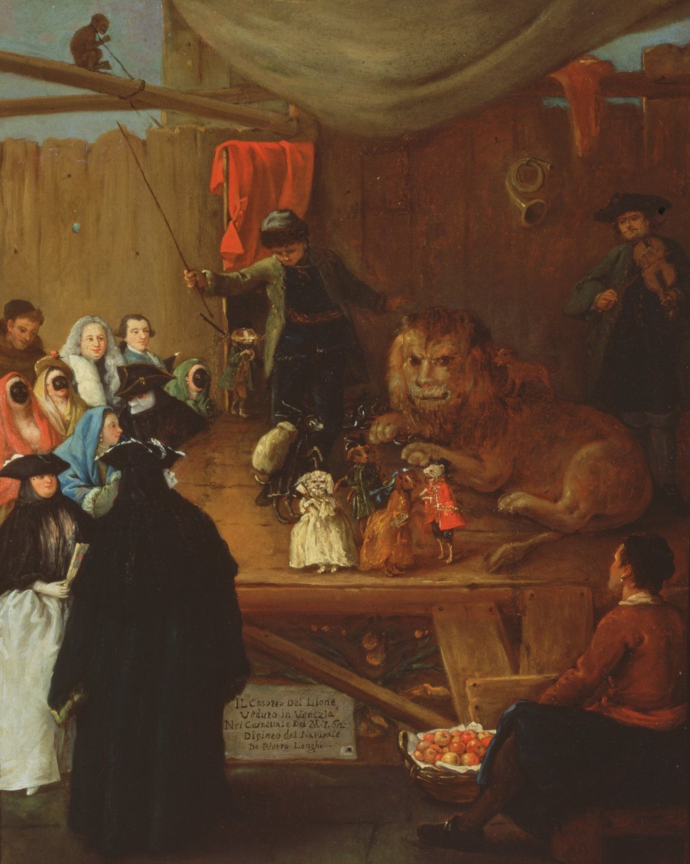 Az Oroszlánketrec, ahogy az 1765-ös karneválon Velencében látható alkotó: Pietro Longhi