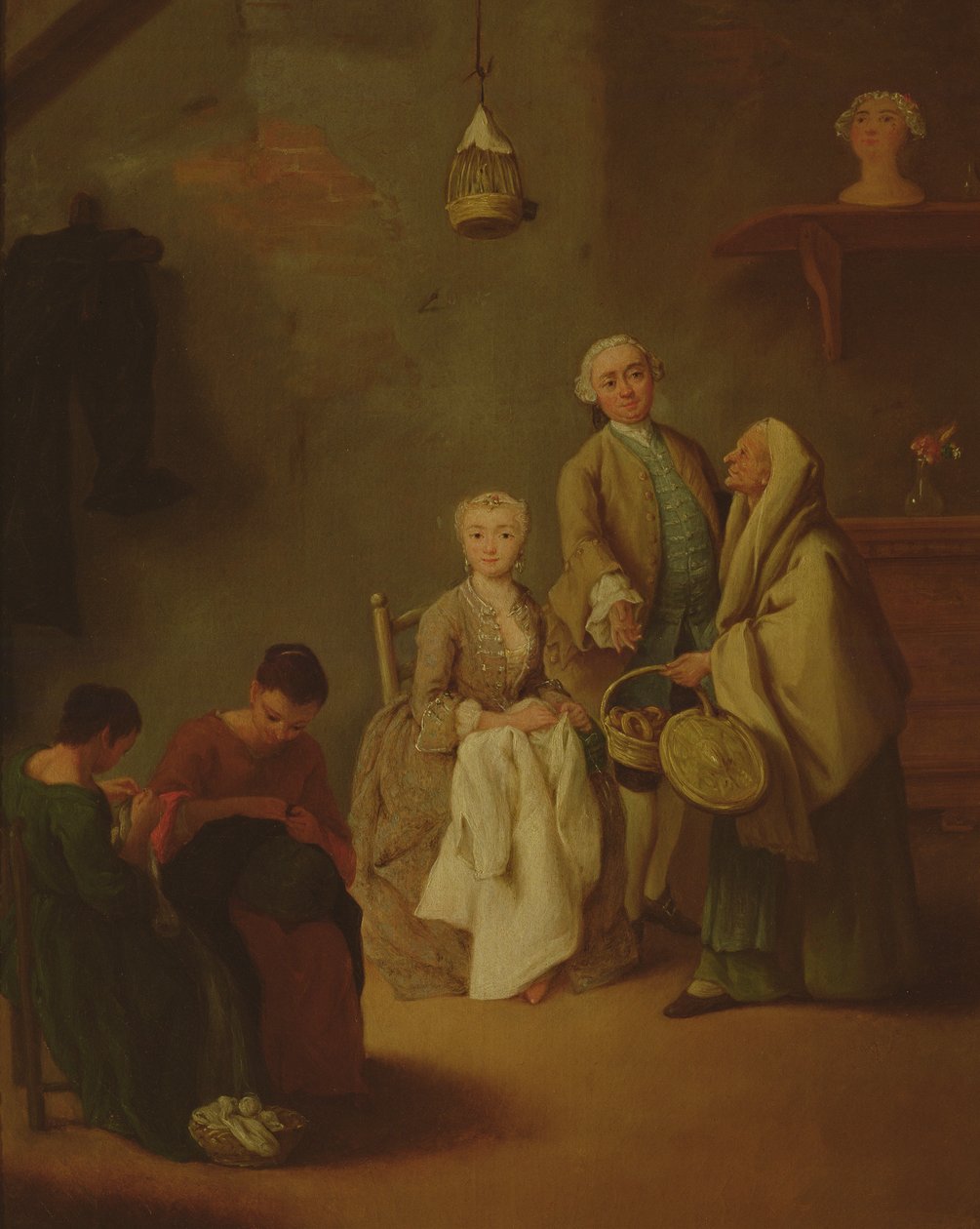 Női varrás alkotó: Pietro Longhi