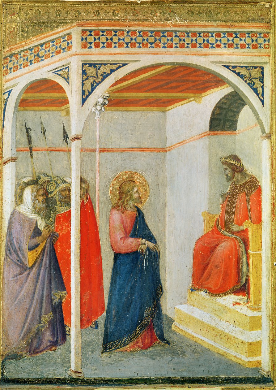 Krisztus Poncius Pilátus előtt, 1335 körül (tempera és aranylevél a fán) alkotó: Pietro Lorenzetti