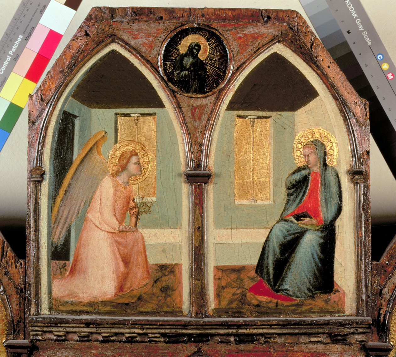 Szent Giusto Polytych, az Angyali üdvözletet bemutató részlet (tempera a panelen) alkotó: Pietro Lorenzetti
