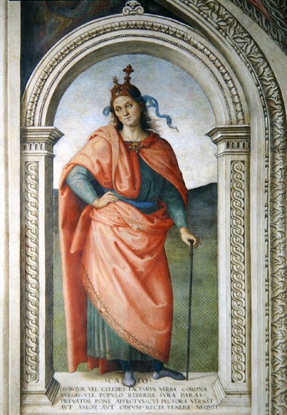 Uticai Cato (Kr. e. 95-46) a Sala dellUdienzából, 1496-1500 alkotó: Pietro Perugino