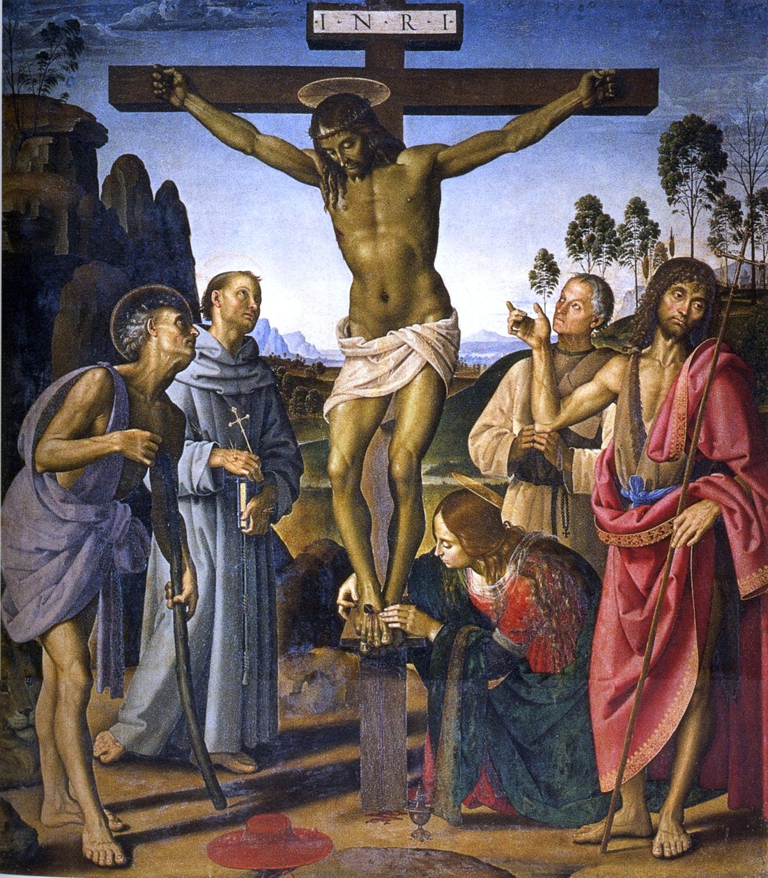 Keresztre feszítés Szent Jeromosszal alkotó: Pietro Perugino