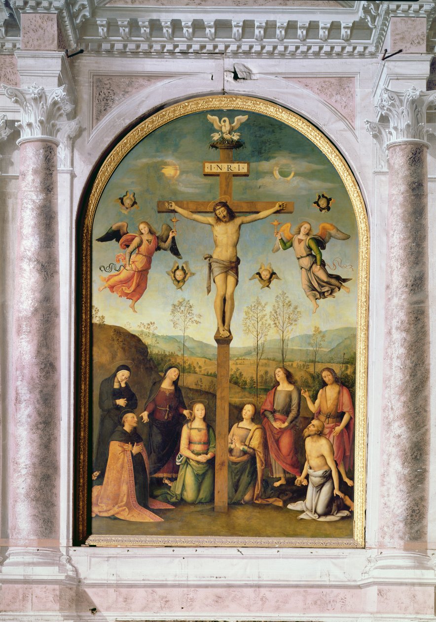 Keresztre feszítés (oltárkép) alkotó: Pietro Perugino